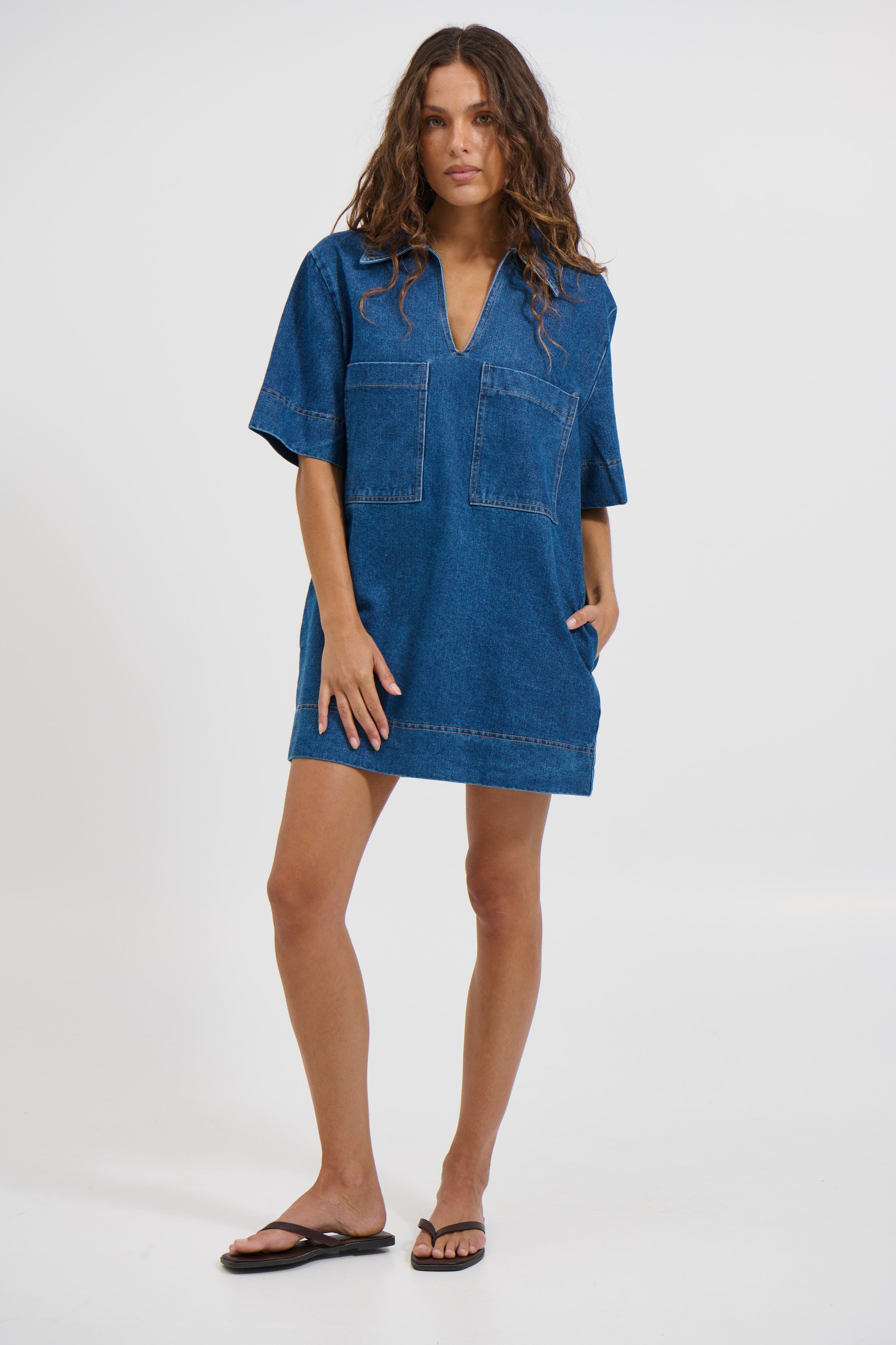 Tara Mini Dress Denim - FINAL SALE