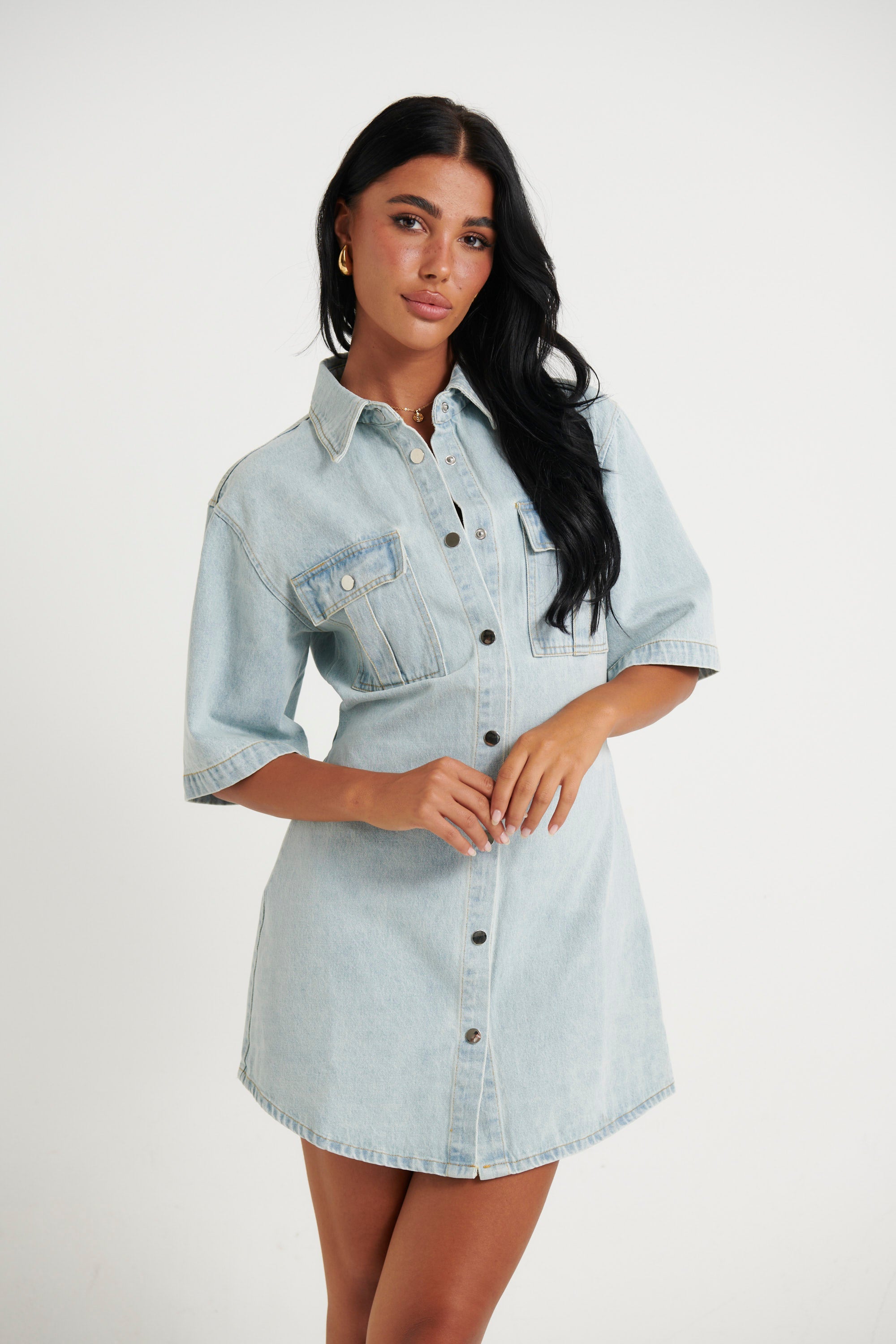 Kaneisha Denim Dress Vintage Blue - FINAL SALE