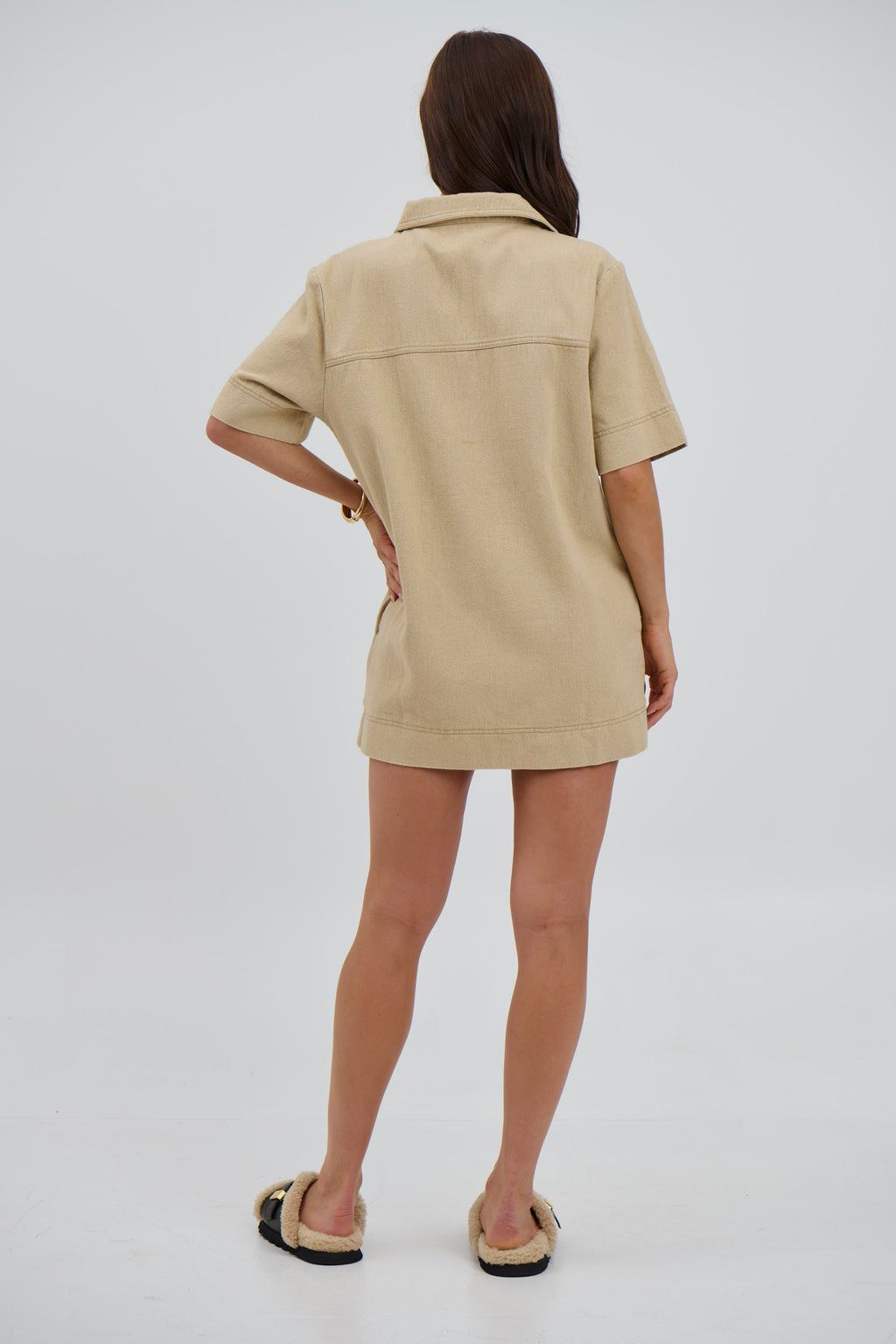 Tara Mini Dress Stone - FINAL SALE