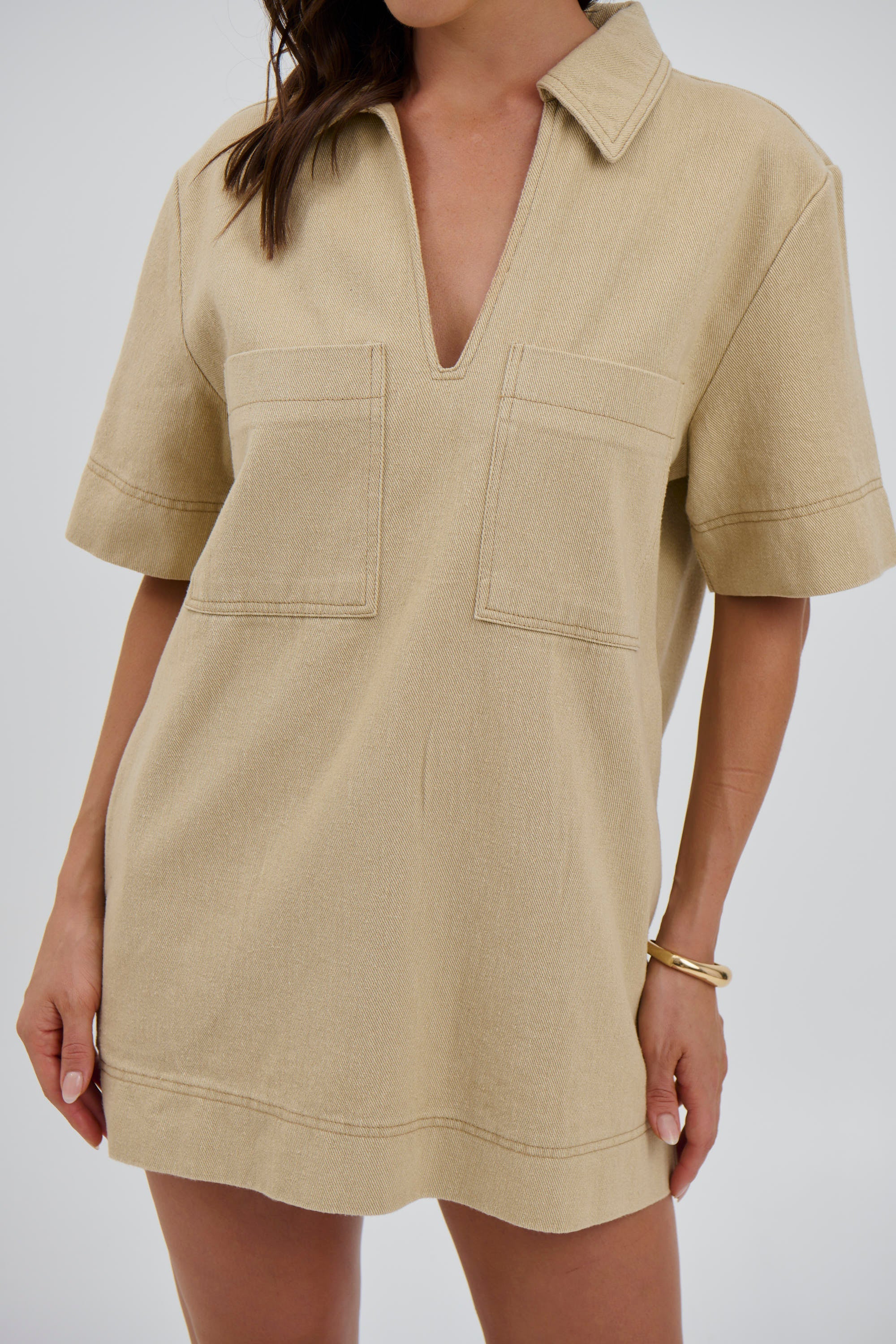 Tara Mini Dress Stone - FINAL SALE