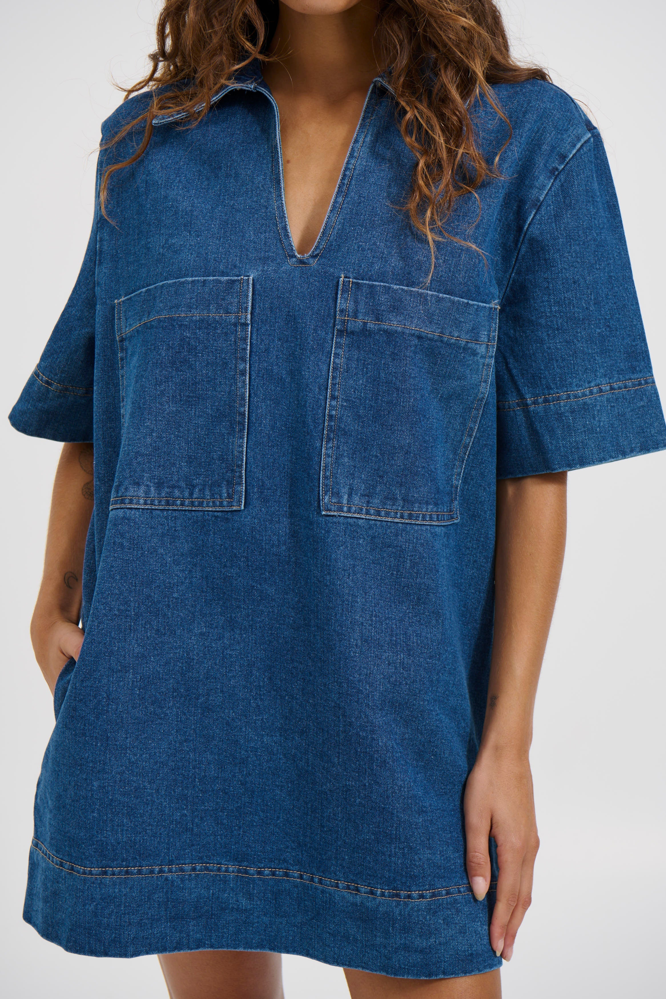 Tara Mini Dress Denim - FINAL SALE