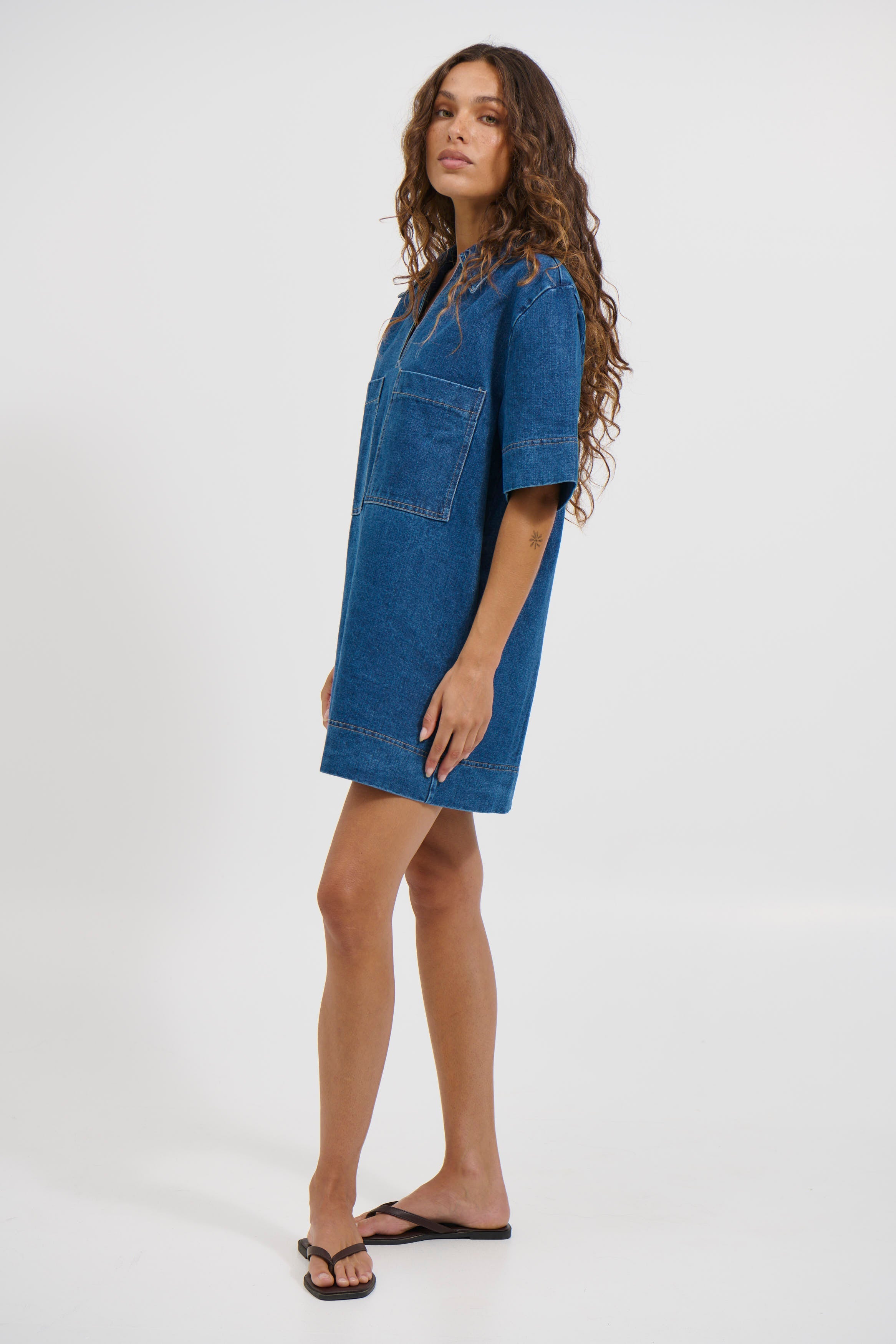 Tara Mini Dress Denim - FINAL SALE